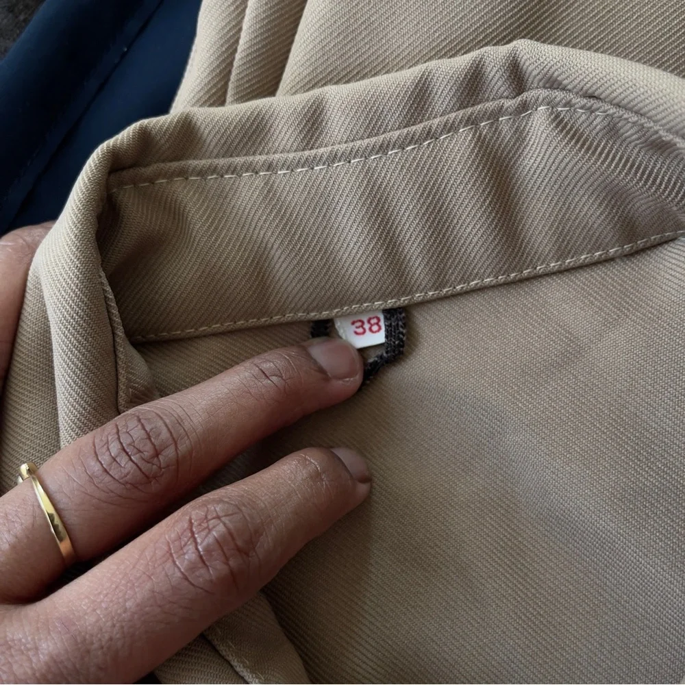 Safari Jacket Tan Italian Utility Chic Minimalist Quiet Luxury Field Coat Staple - Picture 7 of 7